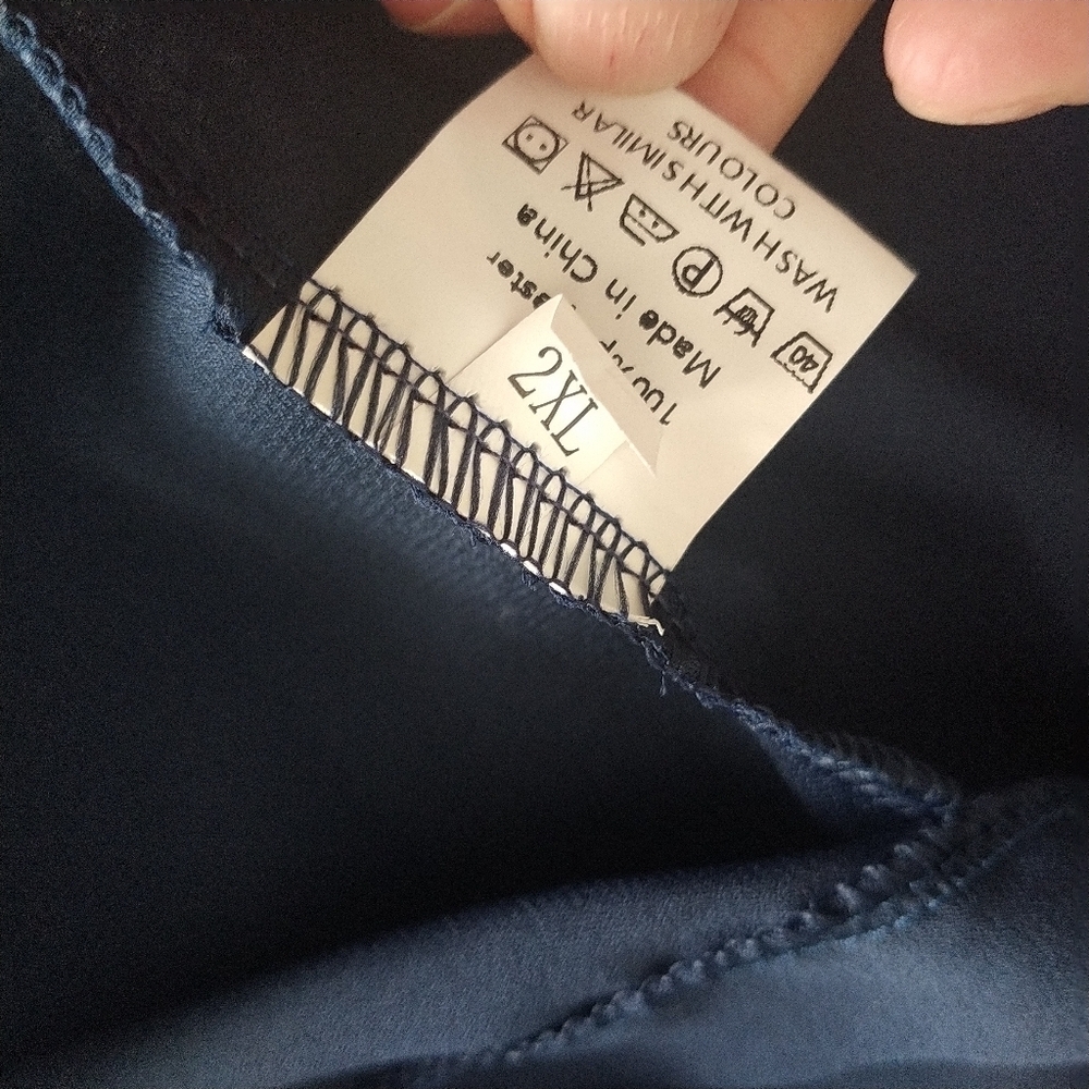 Amazon Orska Two Piece Navy Wide Leg Pants Suit Long Top 2XL - Picture 8 of 11